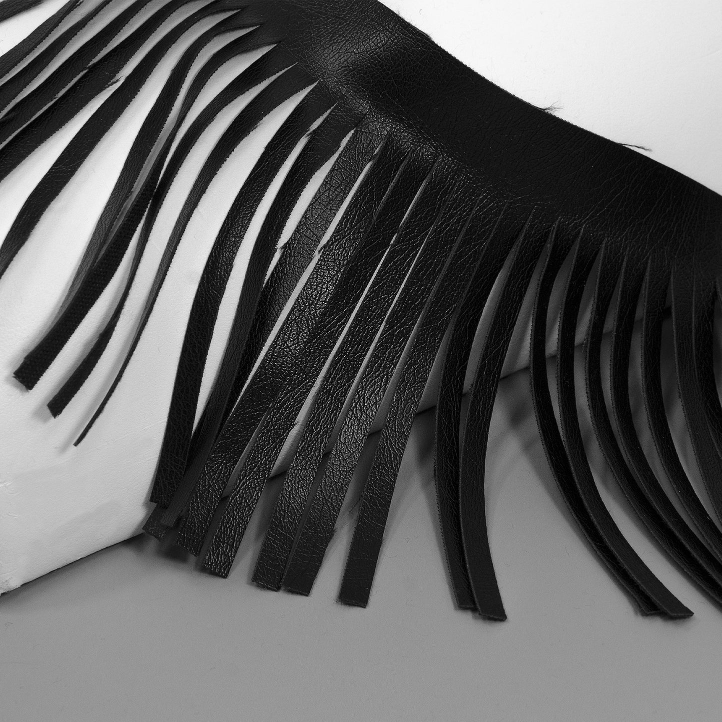 4" Glossy Finish Vegan Leather Fringe Trim (Sold by the Yard)