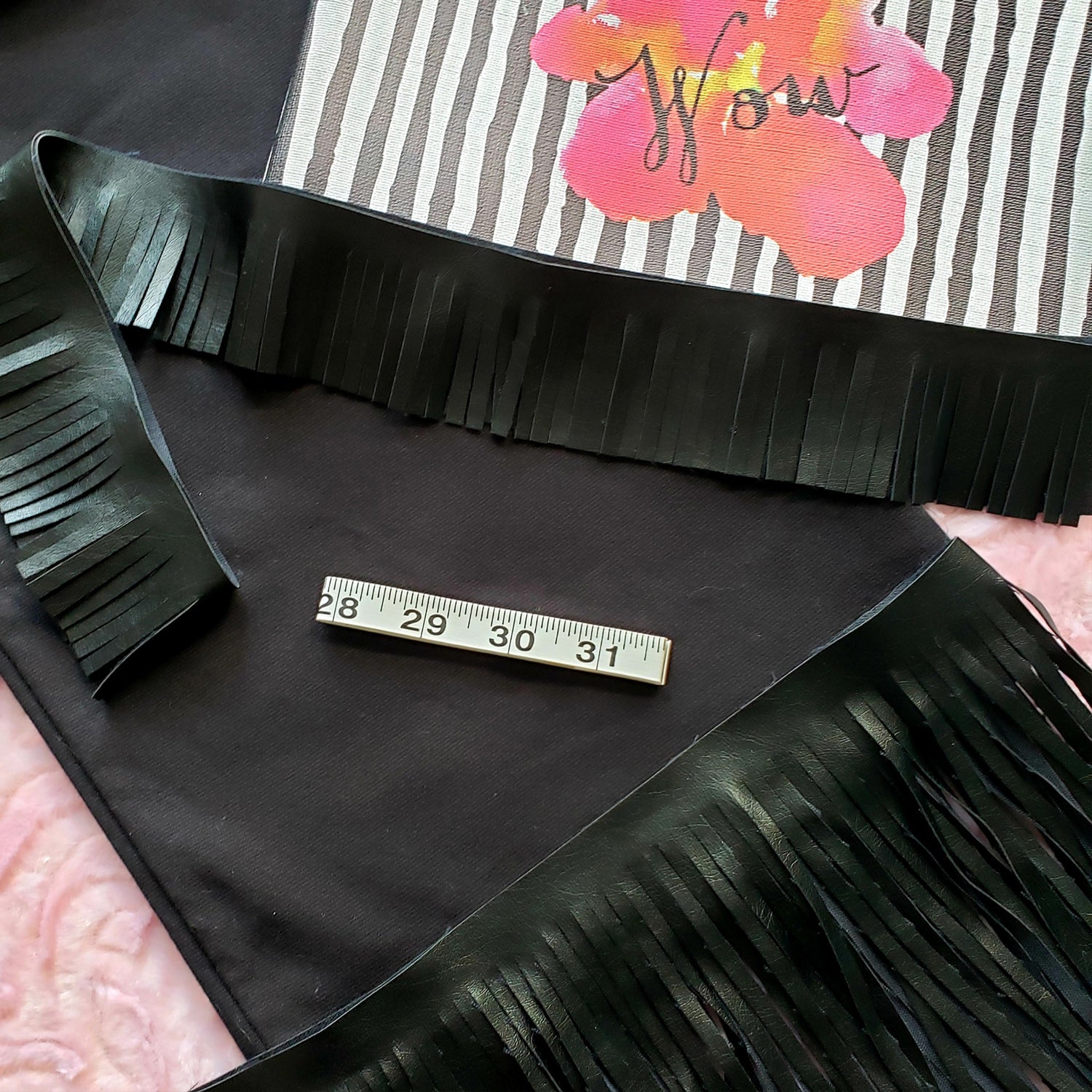 5 Yards of 12" Glossy Finish Vegan Leather Fringe Trim