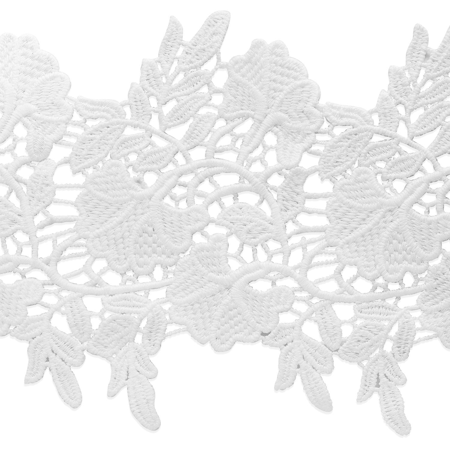 5 Yards of Marsilia Embroidered Designer Venice Lace Trim  - White