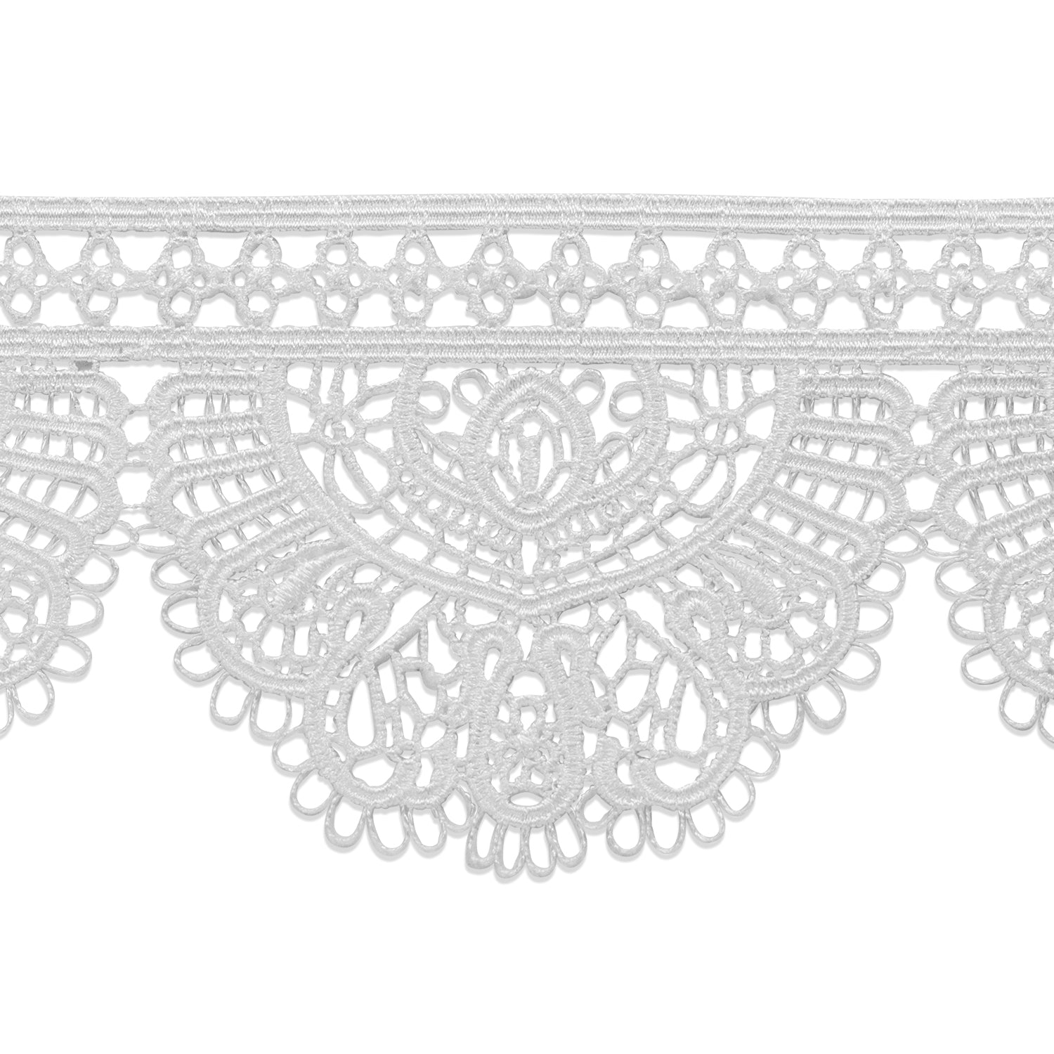 5 Yards of Agnella Embroidered Designer Venice Lace Trim  - White