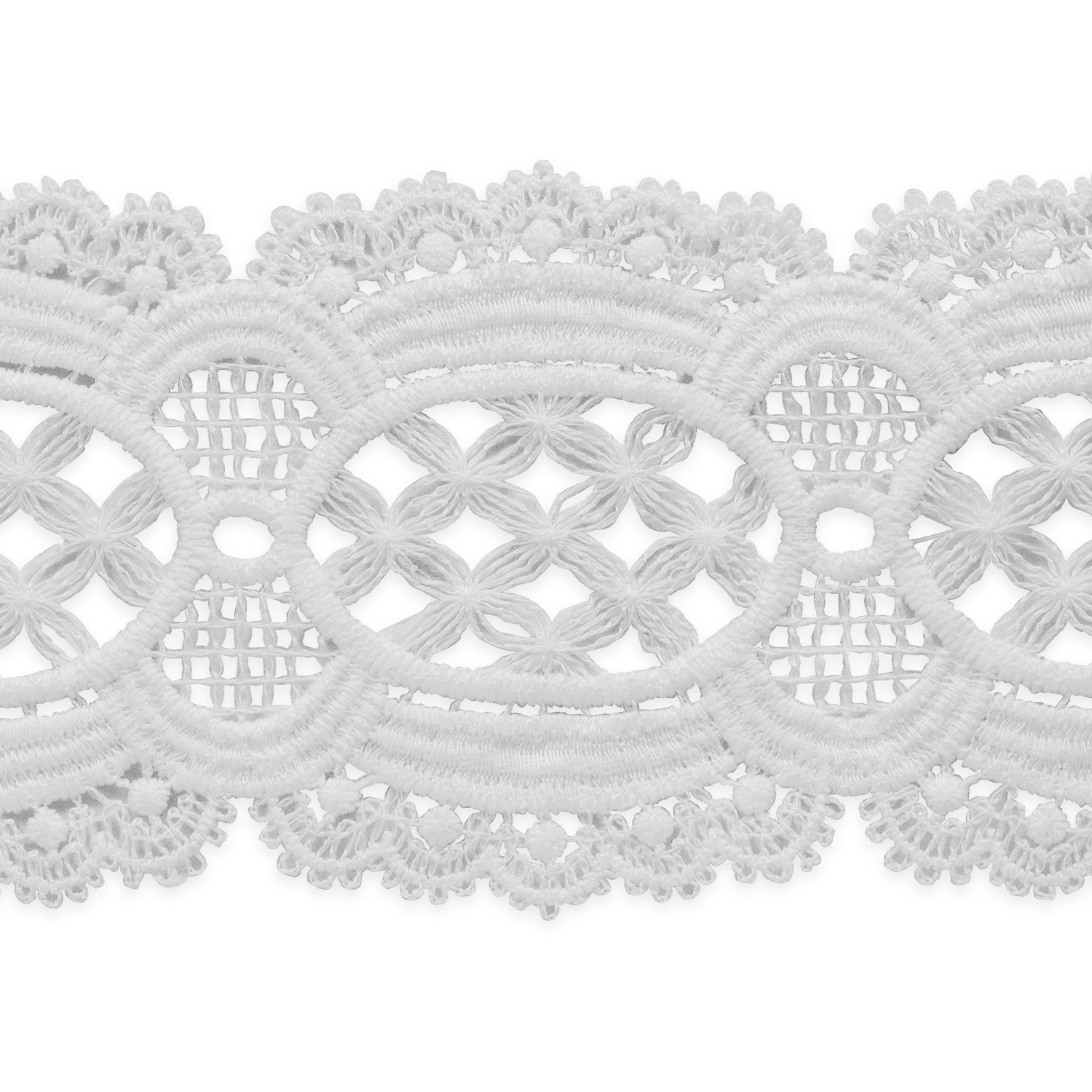 5 Yards of Veronica Embroidered Designer Venice Lace Trim  - White