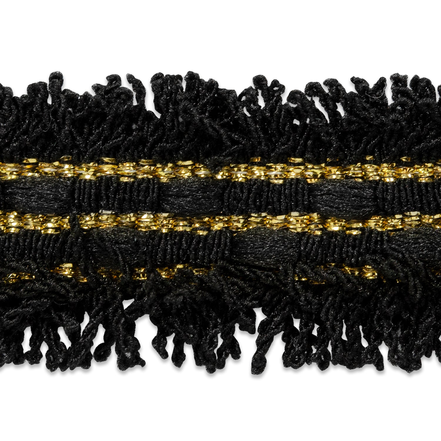 5 Yards of Sybil 3/4" Fuzzy Glitter Tape Trim  - Black/ Gold