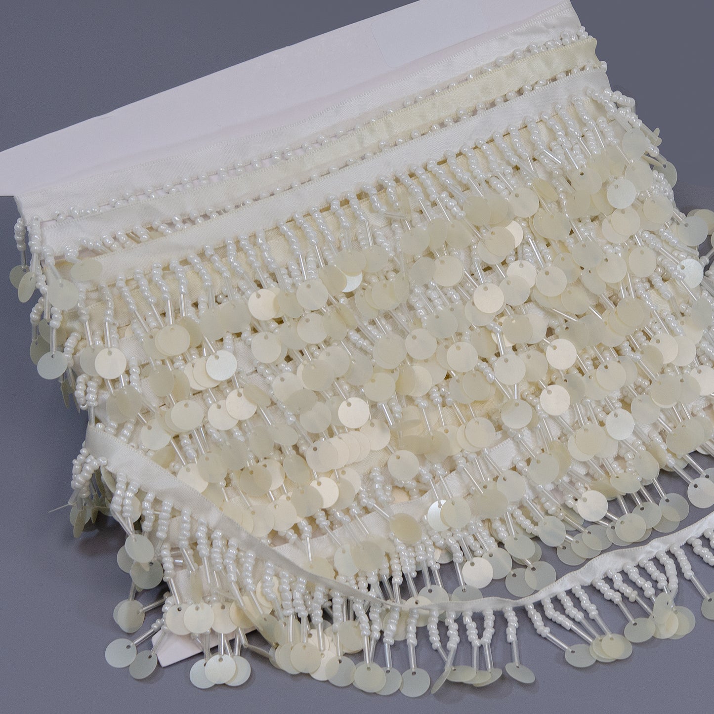 Lorraine 1-1/2" Beaded and Sequined Fringe Trim (Sold by the Yard)