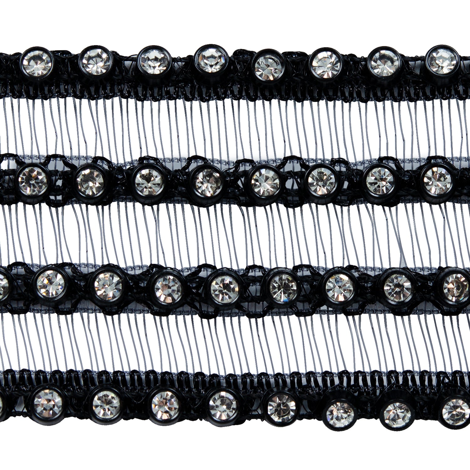 5 yards of Aliya 1-1/2" Wide 4 Row Rhinestone Trim  - Black