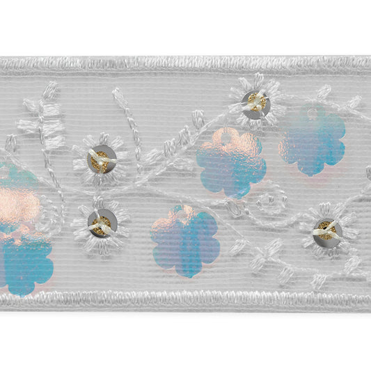 Odette 1-1/2" Embroidered and Sequined TapeTrim (Sold by the Yard)