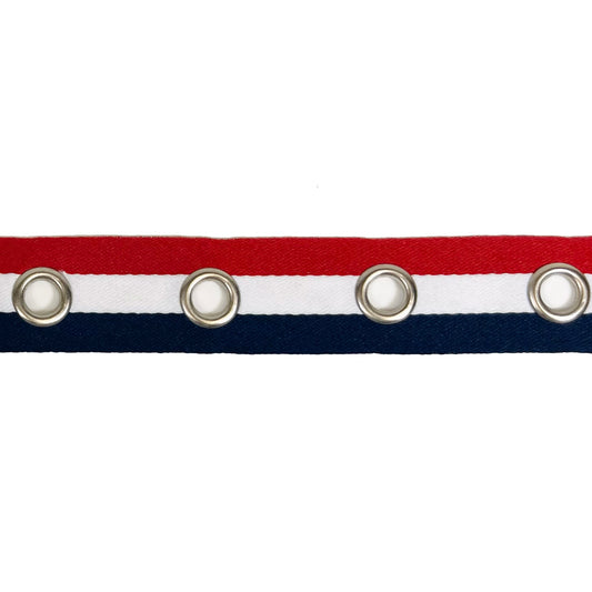 Americana Grommet Eyelet Tape Trim - Red/White?Blue (Sold by the Yard)