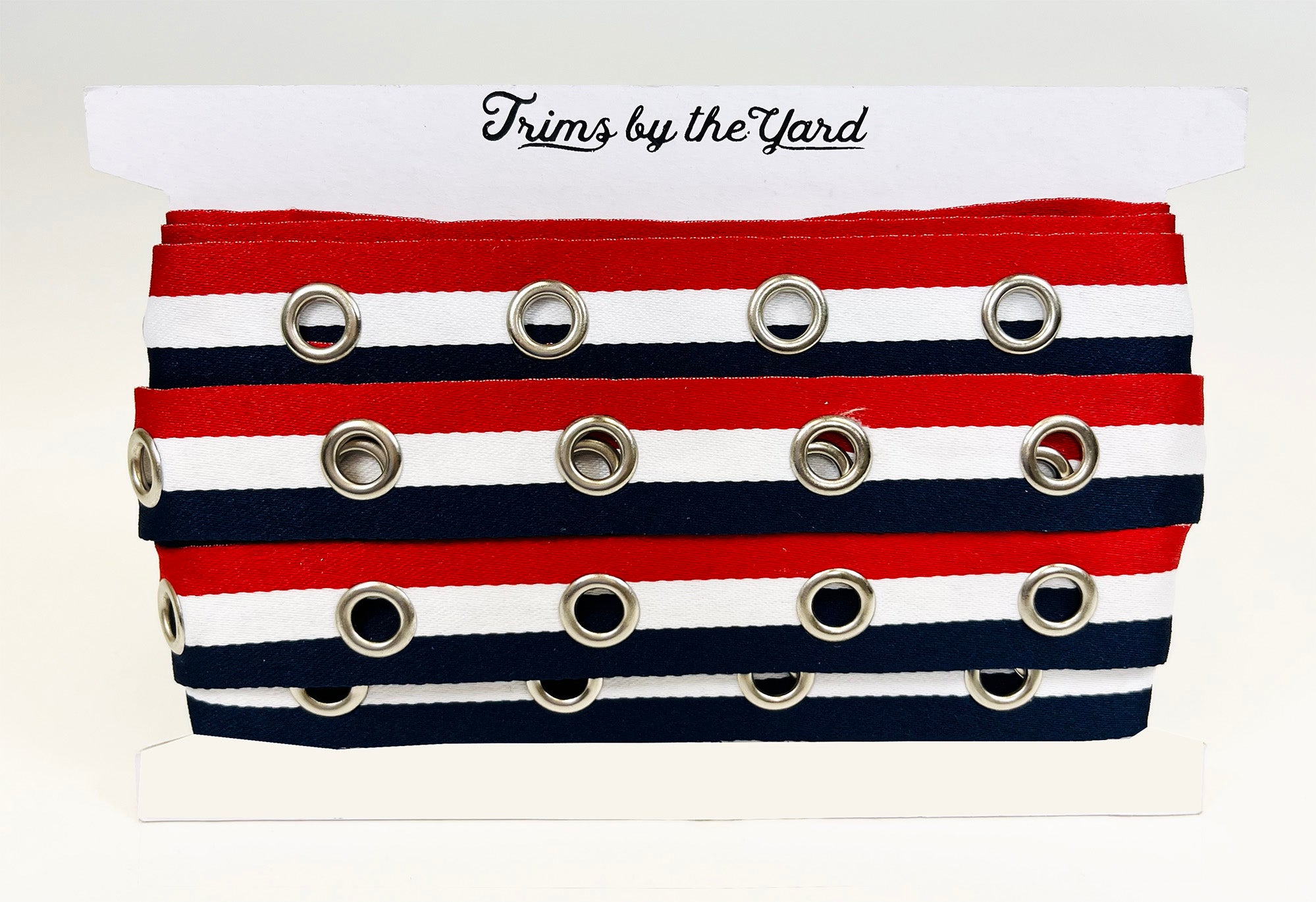 Americana Grommet Eyelet Tape Trim - Red/White?Blue (Sold by the Yard)