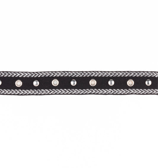 Brigitta 1" Wide Tape Trim Embellished With Silver Studs and Grommets (Sold by the Yard)