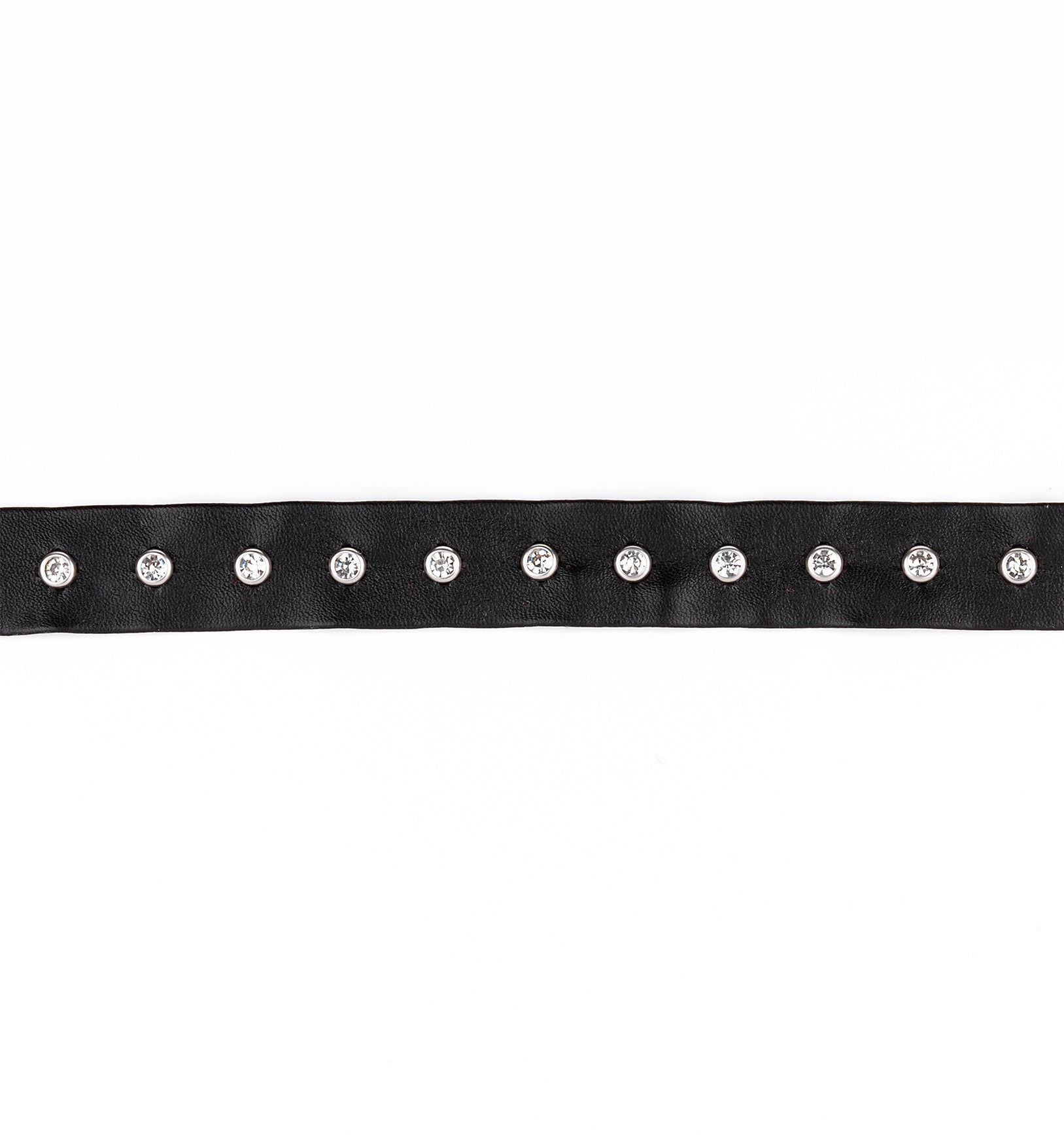 Gillian 3/4" Wide Faux Leather Tape Trim Embellished With Rhinestone Studs (Sold by the Yard)