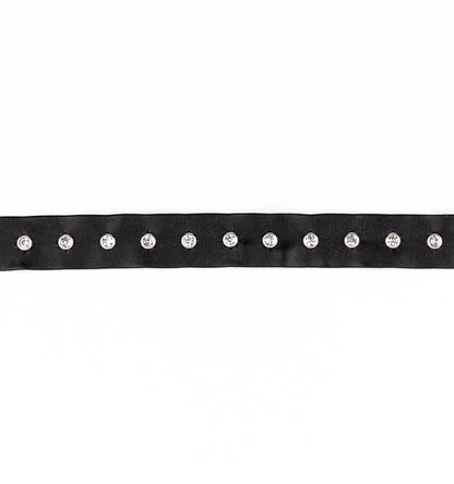Gillian 3/4" Wide Faux Leather Tape Trim Embellished With Rhinestone Studs (Sold by the Yard)