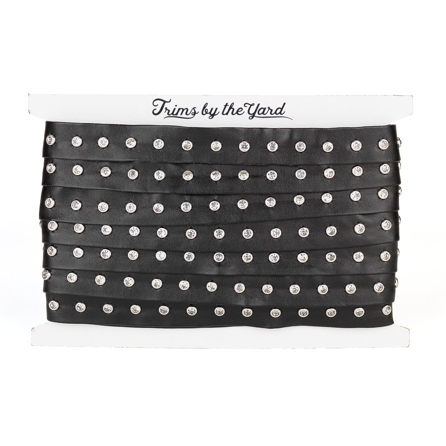 Gillian 3/4" Wide Faux Leather Tape Trim Embellished With Rhinestone Studs (Sold by the Yard)