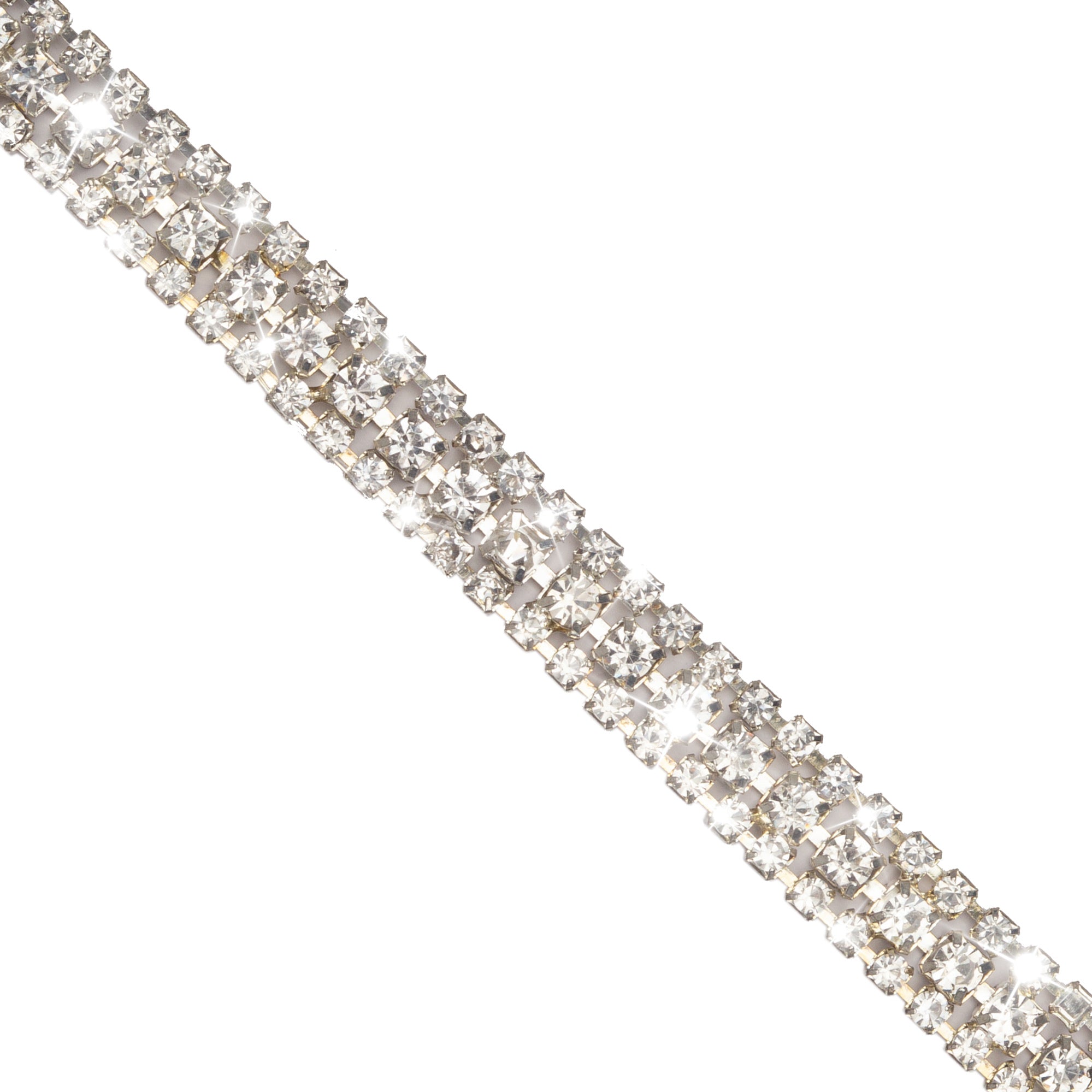 3/8" Luxurious, 3-Row Rhinestone Chain, Embellishment Trim, 5 Yard Cut  - Crystal