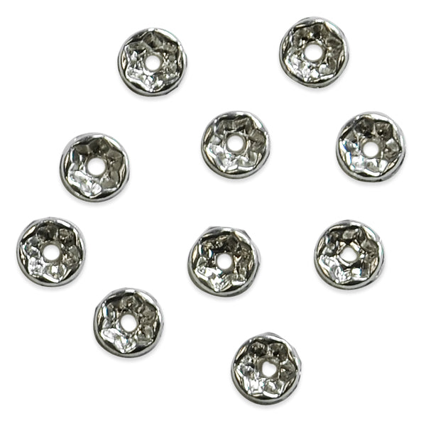 Rhinestone Rondelle Bead Spacer  Pack of 10   - Crystal