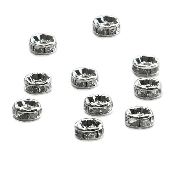 Rhinestone Rondelle Bead Spacer  Pack of 10   - Crystal