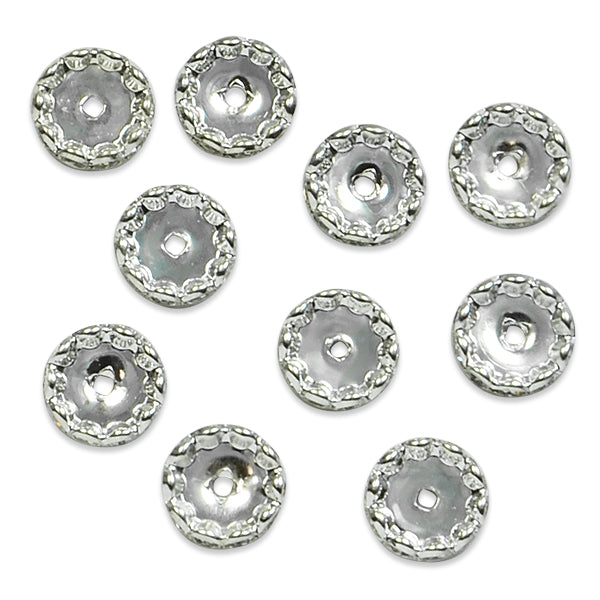 Rhinestone Rondelle Bead Spacer Pack of 10   - Crystal