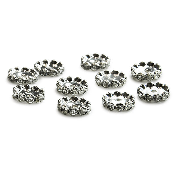 Rhinestone Rondelle Bead Spacer Pack of 10   - Crystal