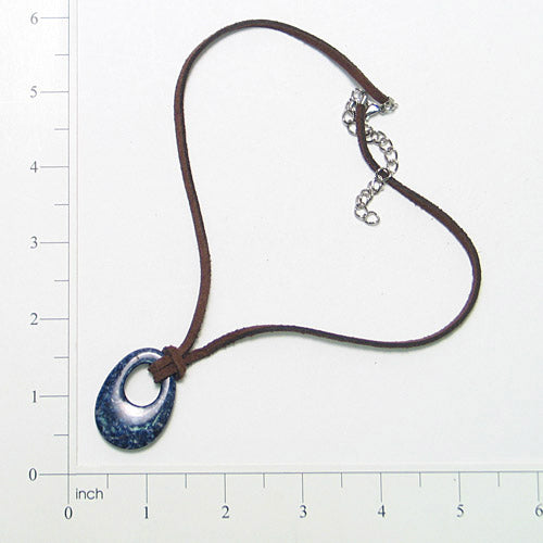 Necklace With Ring Pendant- Blue