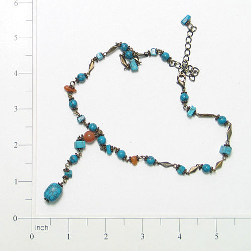 Antique Style Turquoise Necklace  - Blue