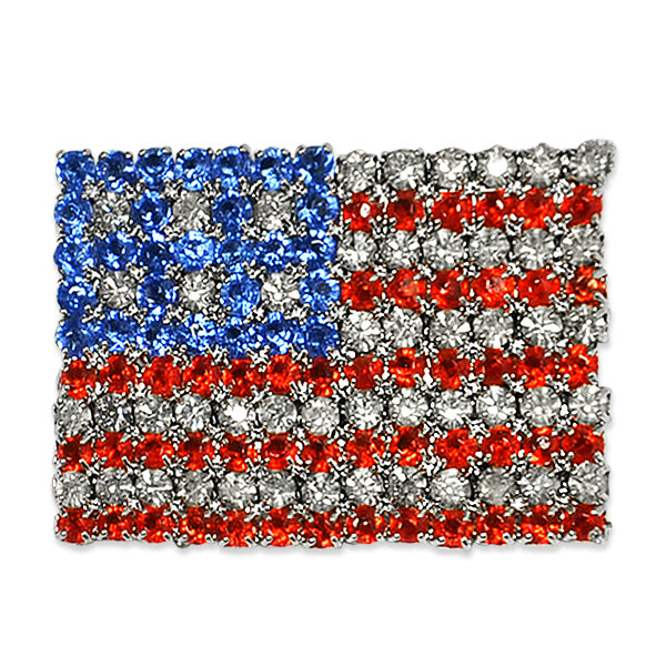 Rhinestone American Flag Pin 1 1/2" x 1"  - Multi Colors