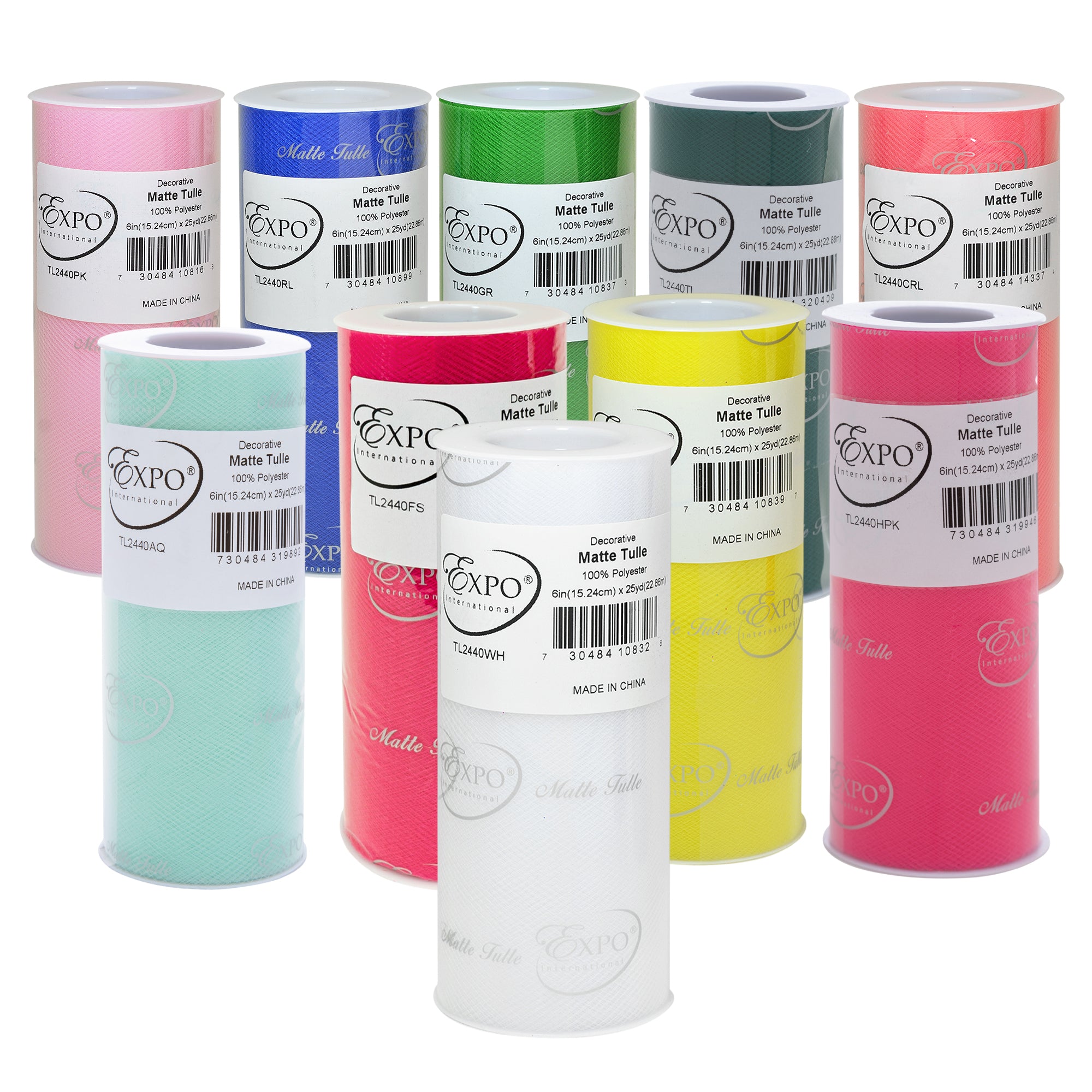 Paradise Pop Vibrant Tulle Set — Decorative Matte Tulle | 10 Spools | 6 Inc