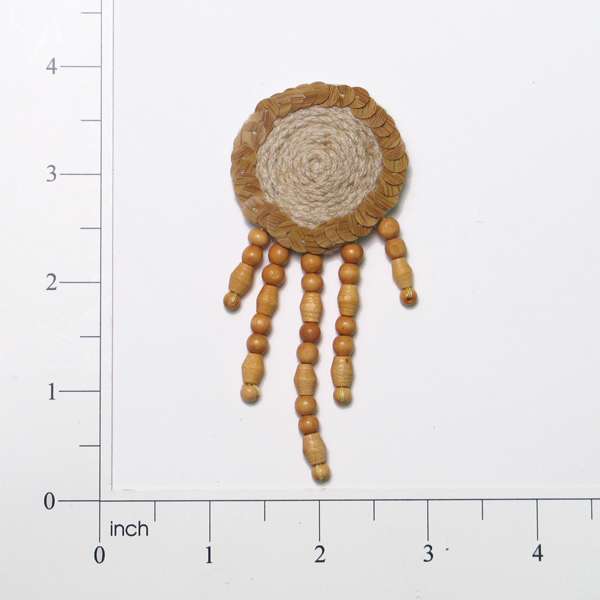 Beaded Medallion Natural Closure Fastener - 3 3/4" x 1 5/8"  - Natural Multi