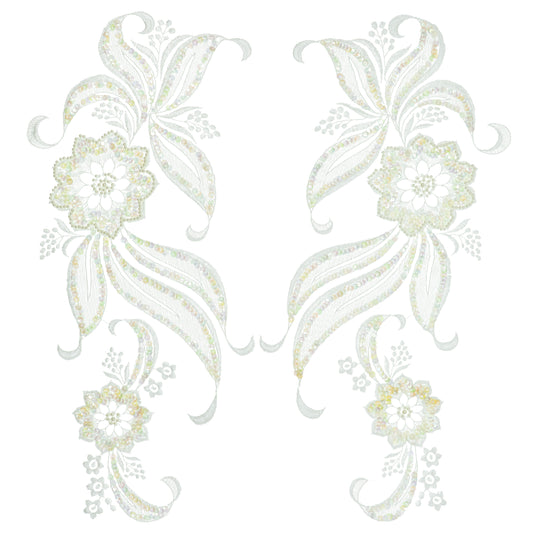 Vintage Daisy With Leaf Bridal Applique/Patch 2 Pack - 17" x 6 1/2"