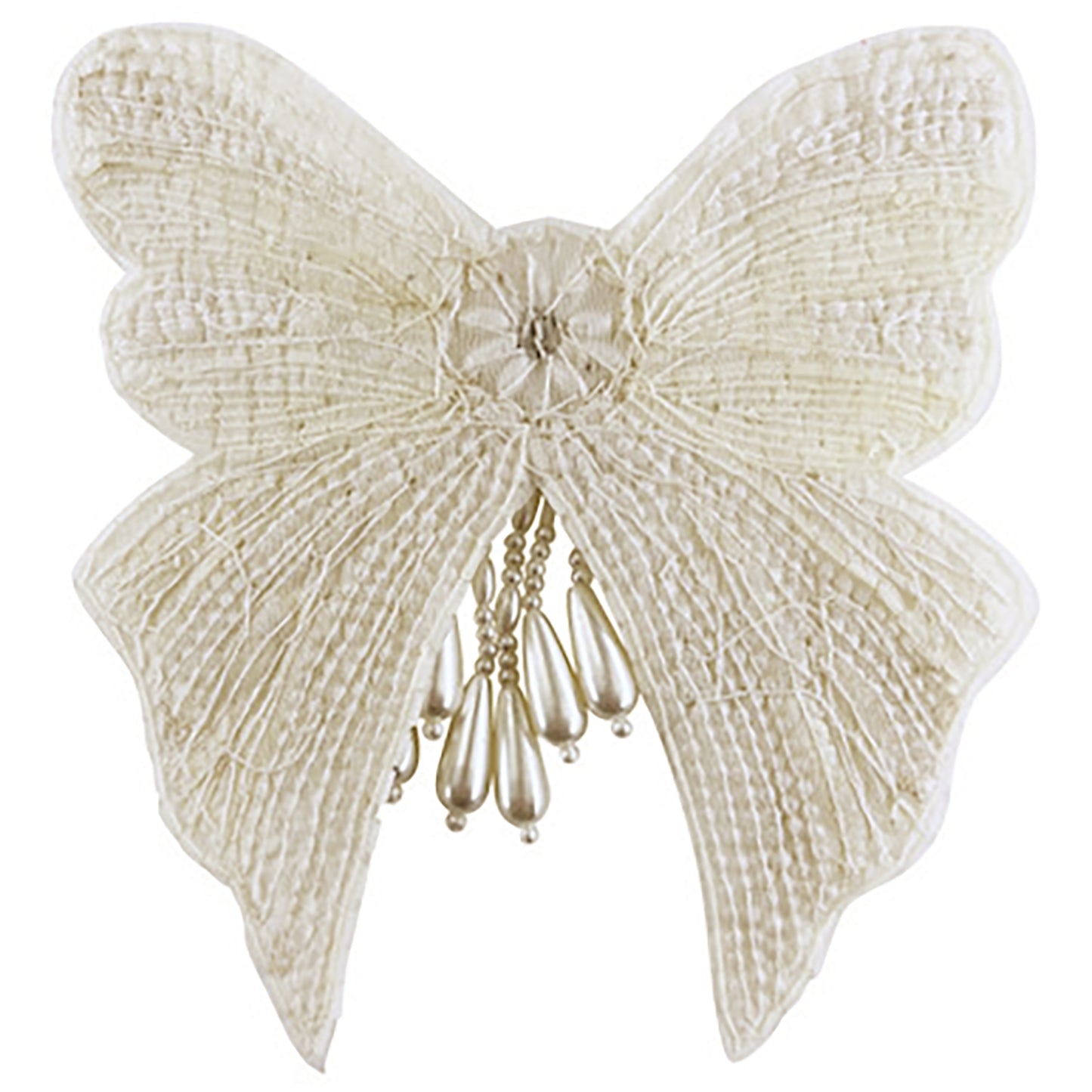 Vintage Bridal Bow With  Pearls Applique/Patch  - Ivory Multi
