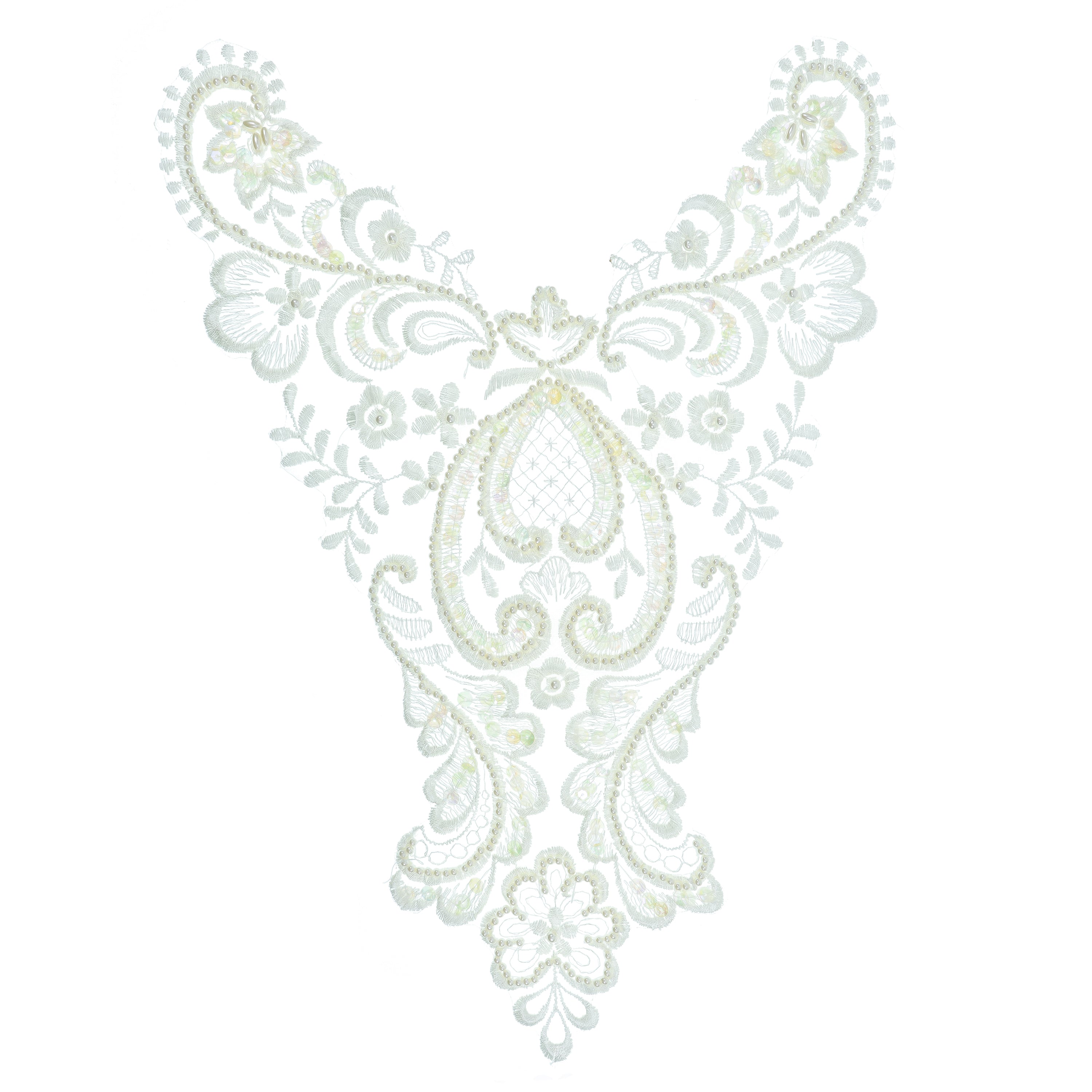 Vintage Flower With  Leaves Bridal Applique/Patch  - Ivory