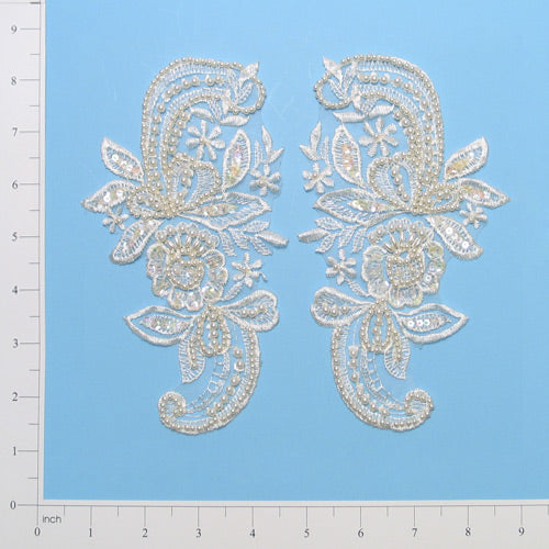 Vintage Wild Flower Lace Applique/Patch 2 Pack - 7 1/4" x 4 1/4"