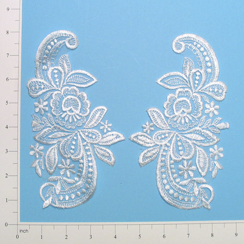 Vintage Wild Flower Lace Applique/Patch 2 Pack - 7 1/4" x 4 1/4"