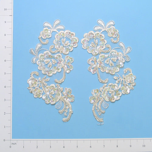 Vintage Pansy Flower Lace Applique/Patch Pack of 2  - Ivory