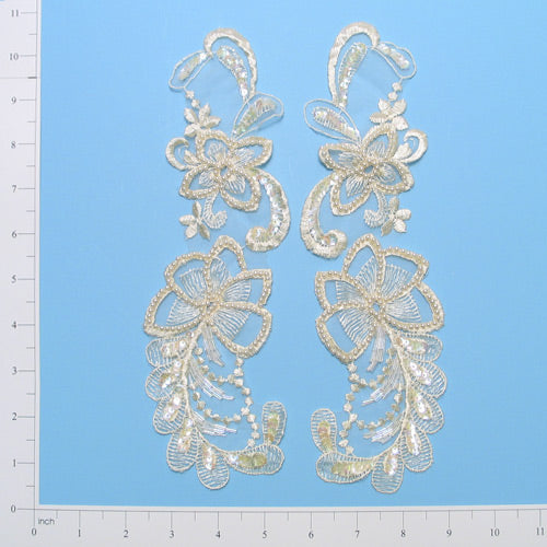 Vintage Deux Fleur Lace Applique/Patch Pack of 2  - Ivory
