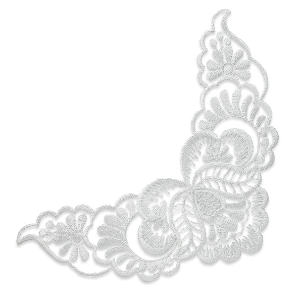 Vintage Flower and Lace Collar Applique  - White