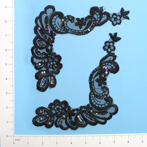 Vintage Scallop Swirl Lace Applique/Patch 2 Pack 9" x 2"