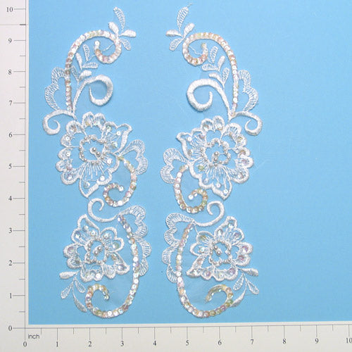 Vintage Bridal Swirl Lace Applique Pack of 2  - White