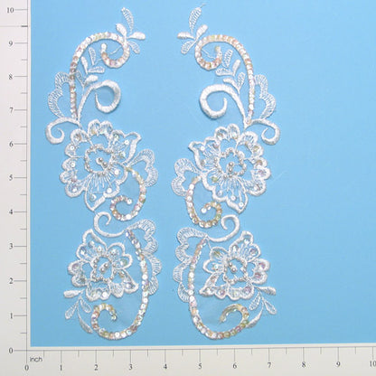 Vintage Bridal Swirl Lace Applique Pack of 2  - White