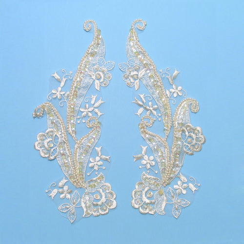 Vintage Lillies Of Valley Lace Applique/Patch Pack of 2  - Ivory