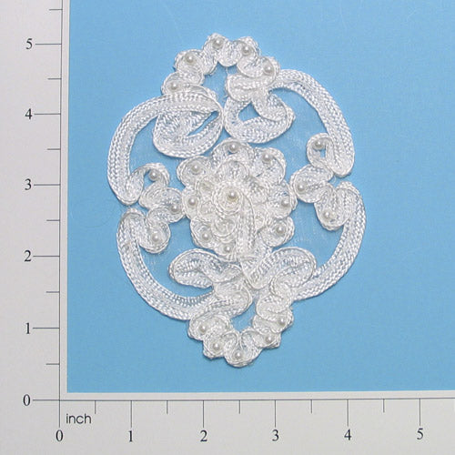 Vintage Soutache Mirror Image Pearl Applique/Patch