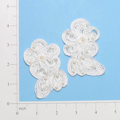 Vintage Soutache Wild Flower Pearl Applique/Patch Pack of 2