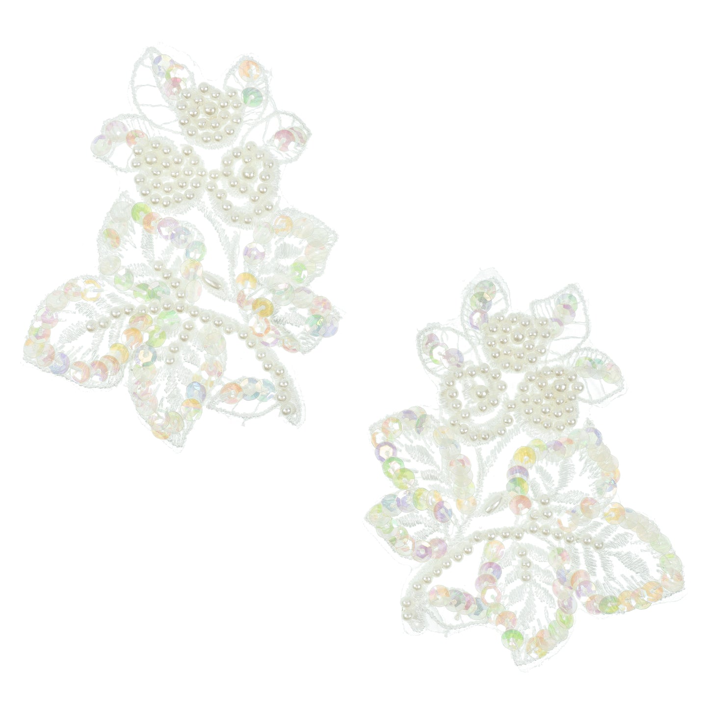 Vintage Bridal Flower Bud Lace Applique (Pack of 2)  - White