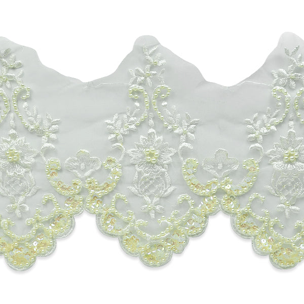 6 3/4" Vintage Teardrop Bridal Lace Trim   (Sold by the Yard)