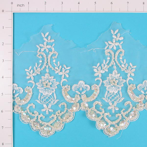 6 3/4" Vintage Teardrop Bridal Lace Trim   (Sold by the Yard)