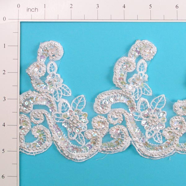 Fleur Swirl Lace Trim - White