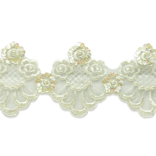 Vintage Rose Lattice Lace Trim (Sold by the Yard)