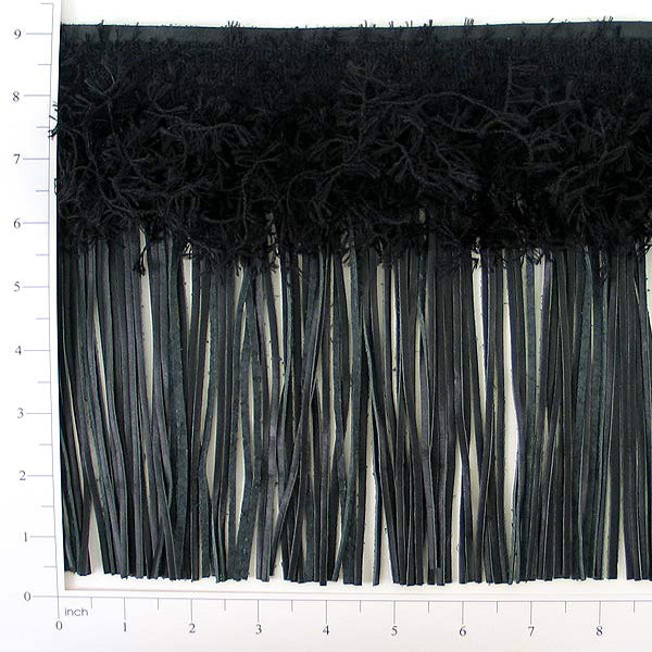 5 yards of 9" Leather And Hairy Gimp Fringe Trim