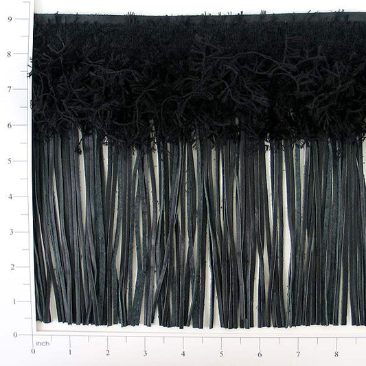 9" Leather And Hairy Gimp Fringe Trim (Sold by the Yard)