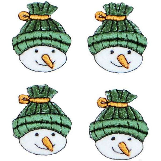 Mini Christmas Snowman with Cap Iron-on Applique/Patch Pack of 4  - Multi Colors