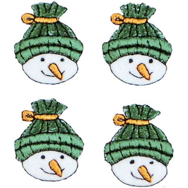 Mini Christmas Snowman with Cap Iron-on Applique/Patch Pack of 4  - Multi Colors