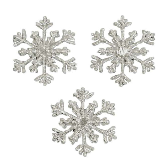 Christmas Small Branch Snowflake Iron-on Applique/Patch Pack of 3  - Silver