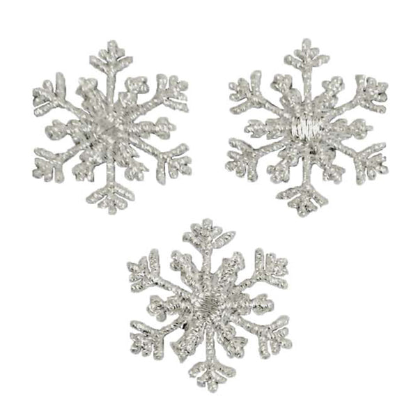 Christmas Small Branch Snowflake Iron-on Applique/Patch Pack of 3  - Silver